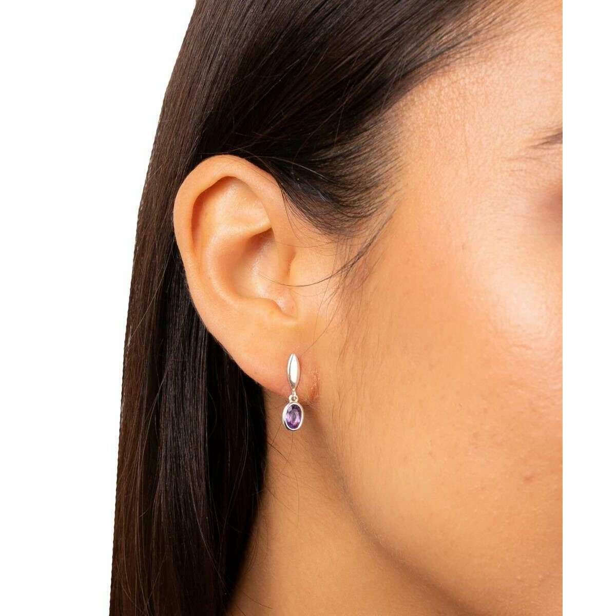 Beginnings Purple Amethyst Drop Earrings - Silver/Purple - Image 2