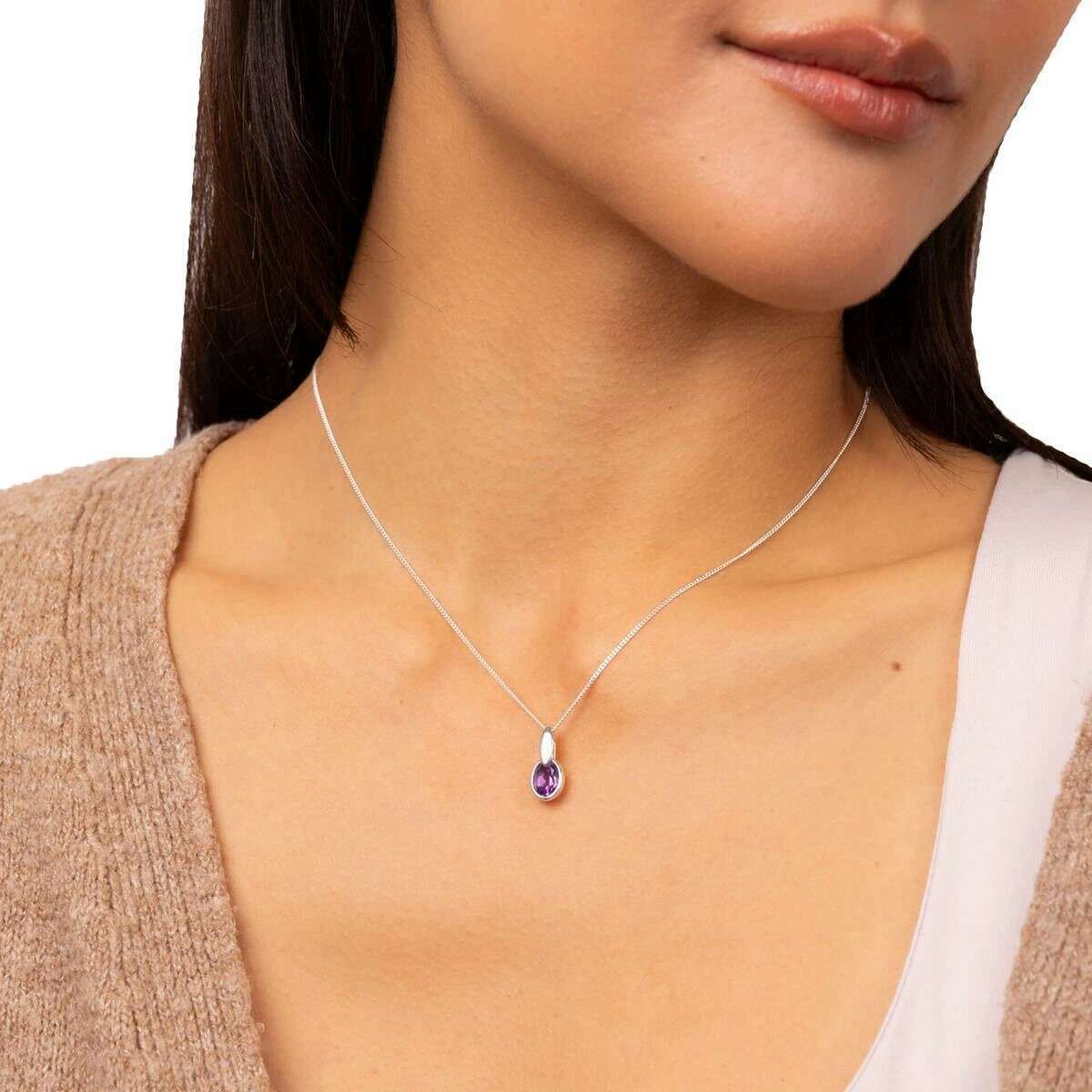 Beginnings Purple Amethyst Pendant - Silver/Purple - Image 2