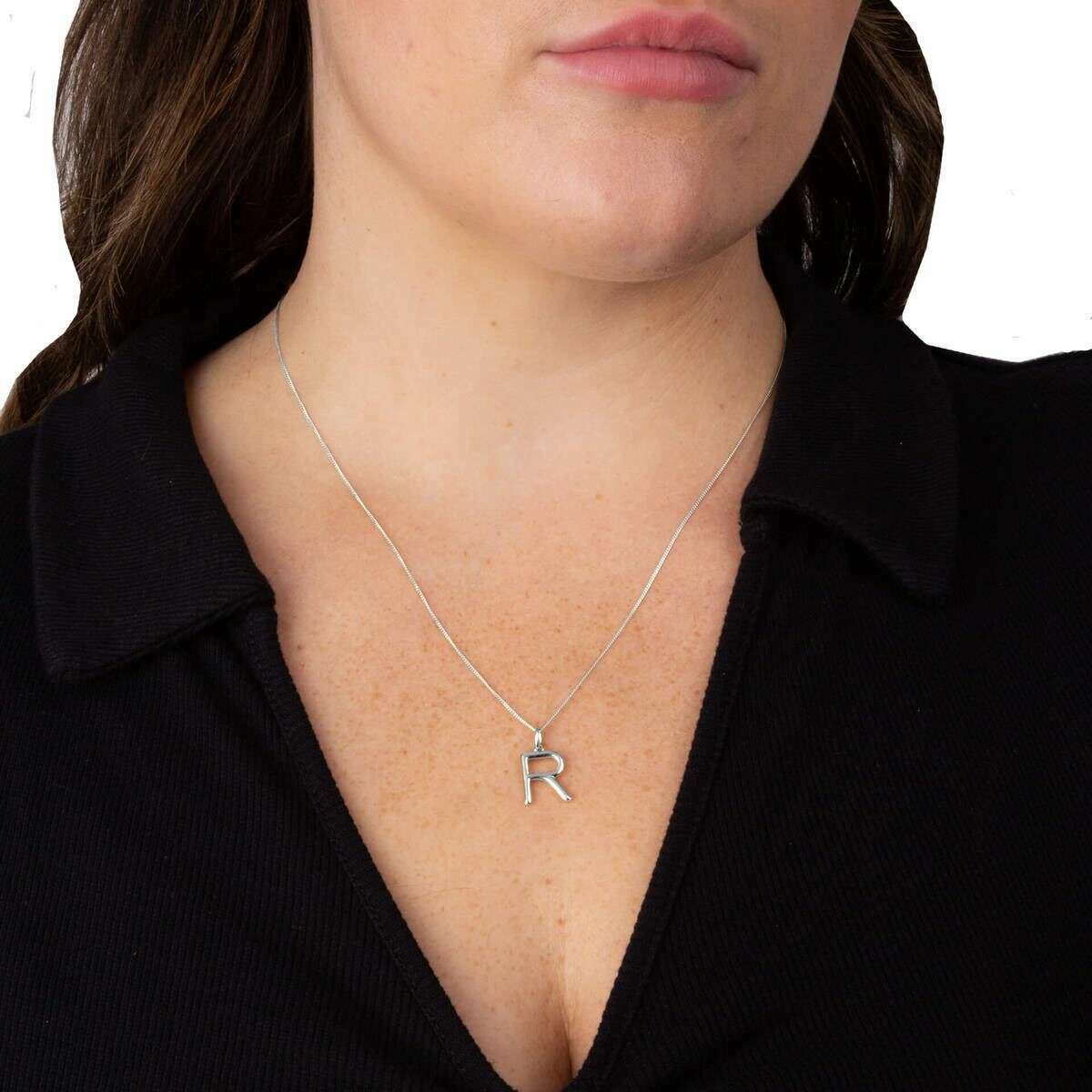 Beginnings R Initial Pendant - Silver - Image 2