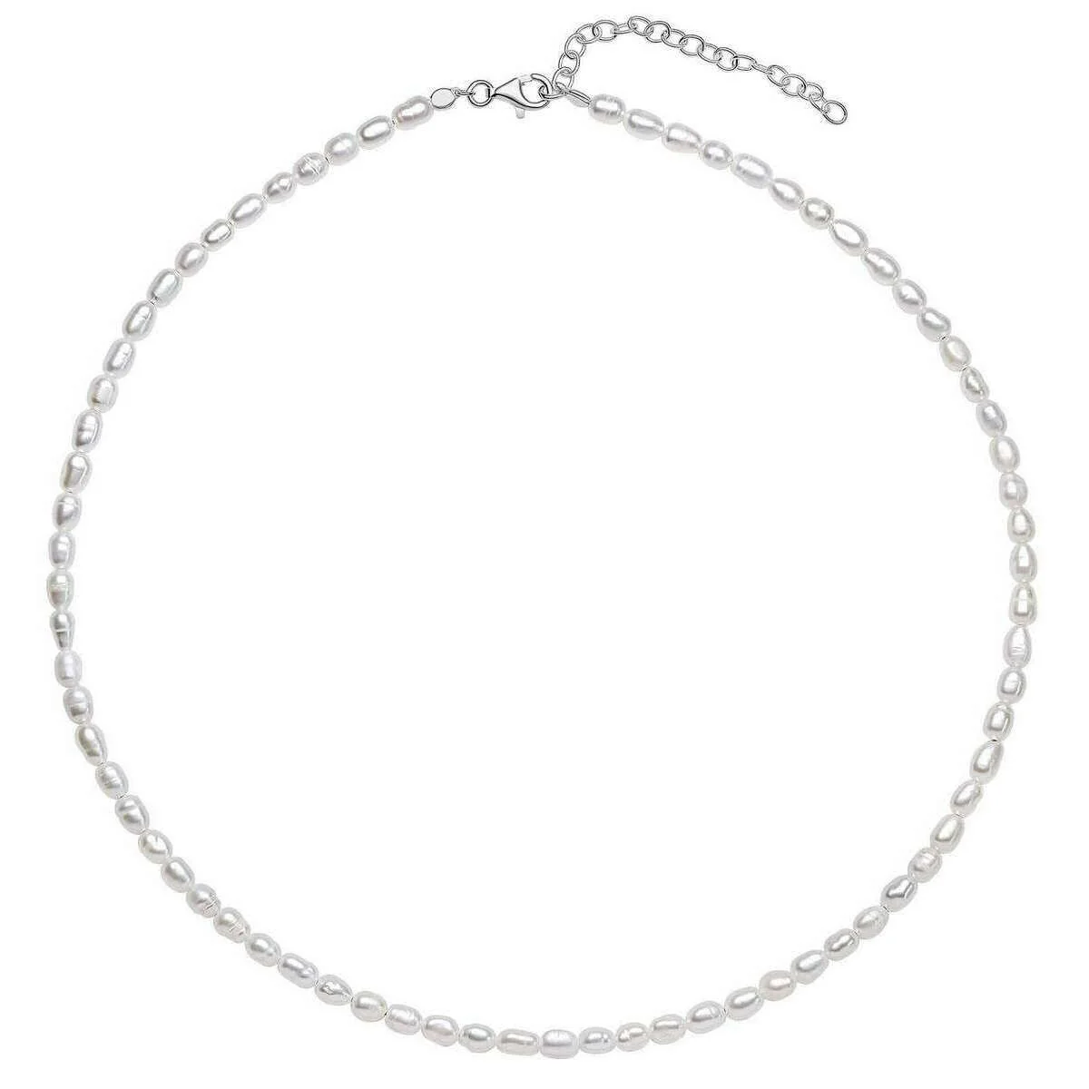 Beginnings Rice Pearl Necklace - Silver/White