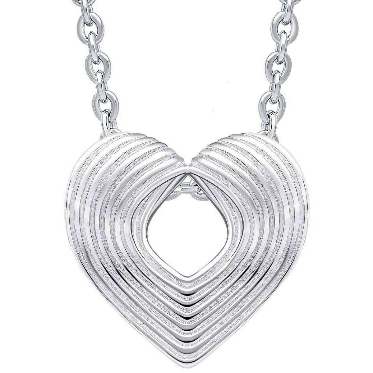 Beginnings Ridged Heart Slider Pendant - Silver