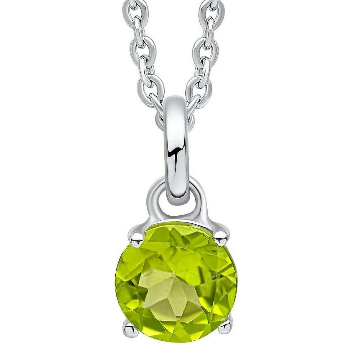 Beginnings Round Semi Precious Pendant - Silver/Green