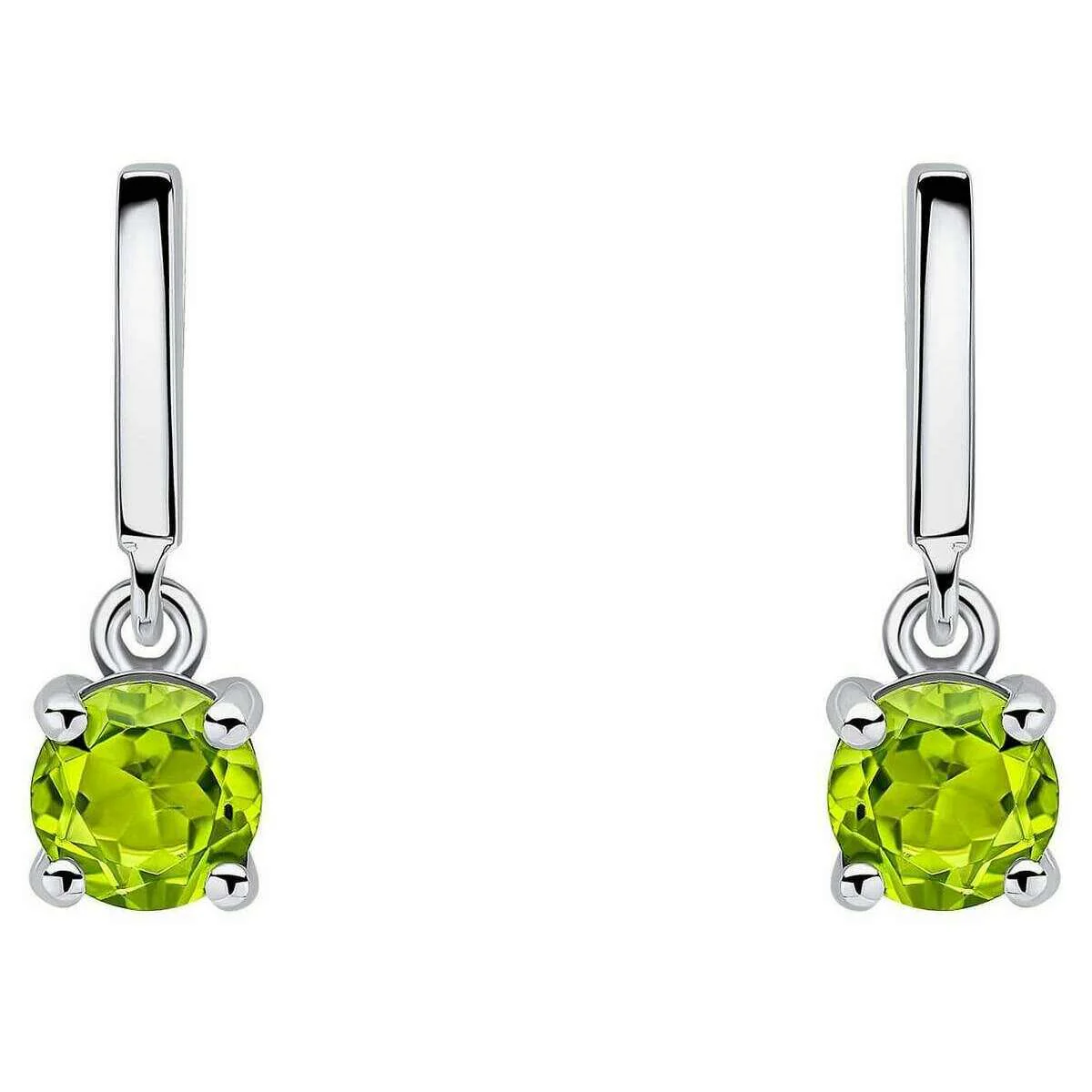 Beginnings Round Semi Precious Stud Earrings - Silver/Green