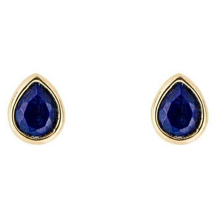 Beginnings September Semi-Precious Birthstone Earrings - Gold/Blue