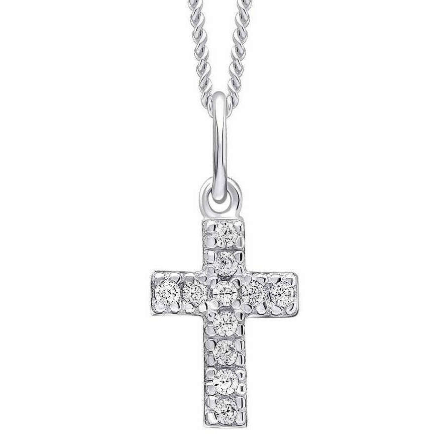 Beginnings Small Cross Gemstone Pendant - Silver