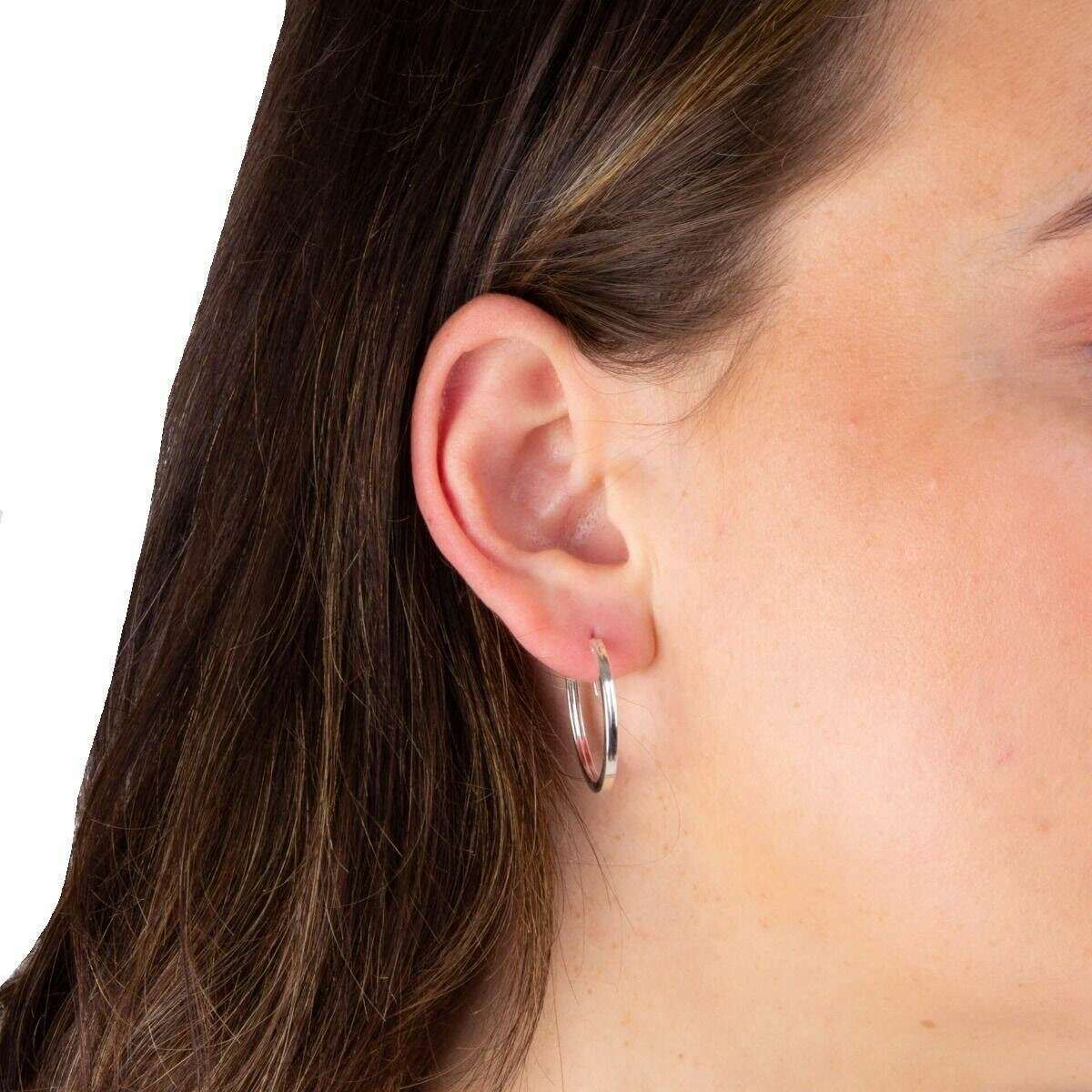 Beginnings Small Square Cut Hoop Earrings - Silver - Image 2