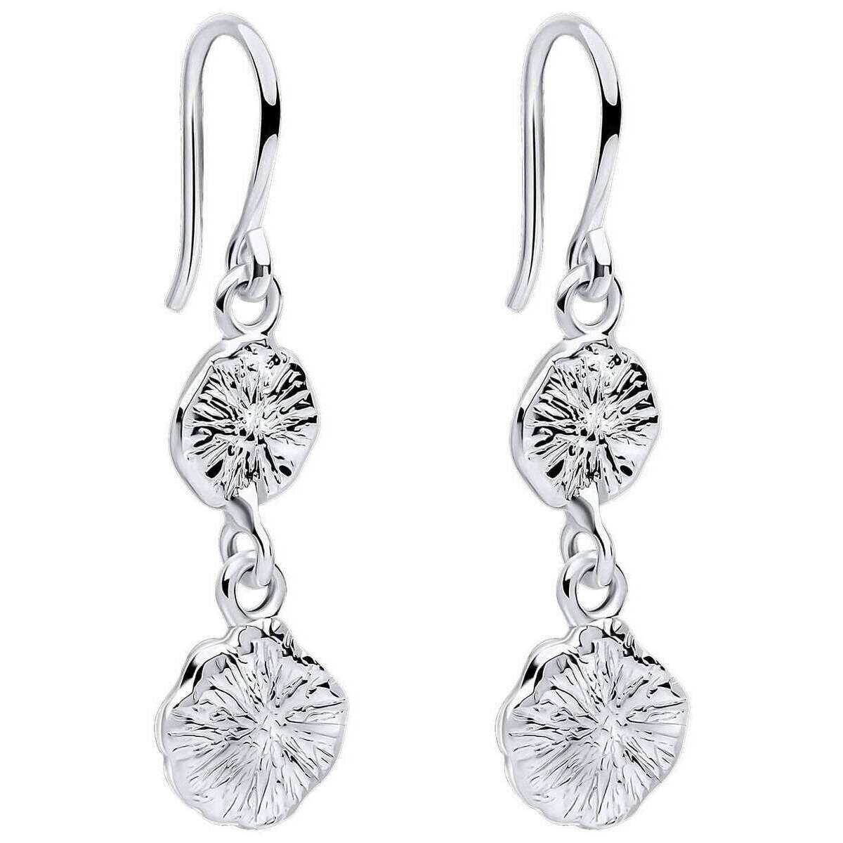 Beginnings Spray Textured Discs Drop Earrings - Silver