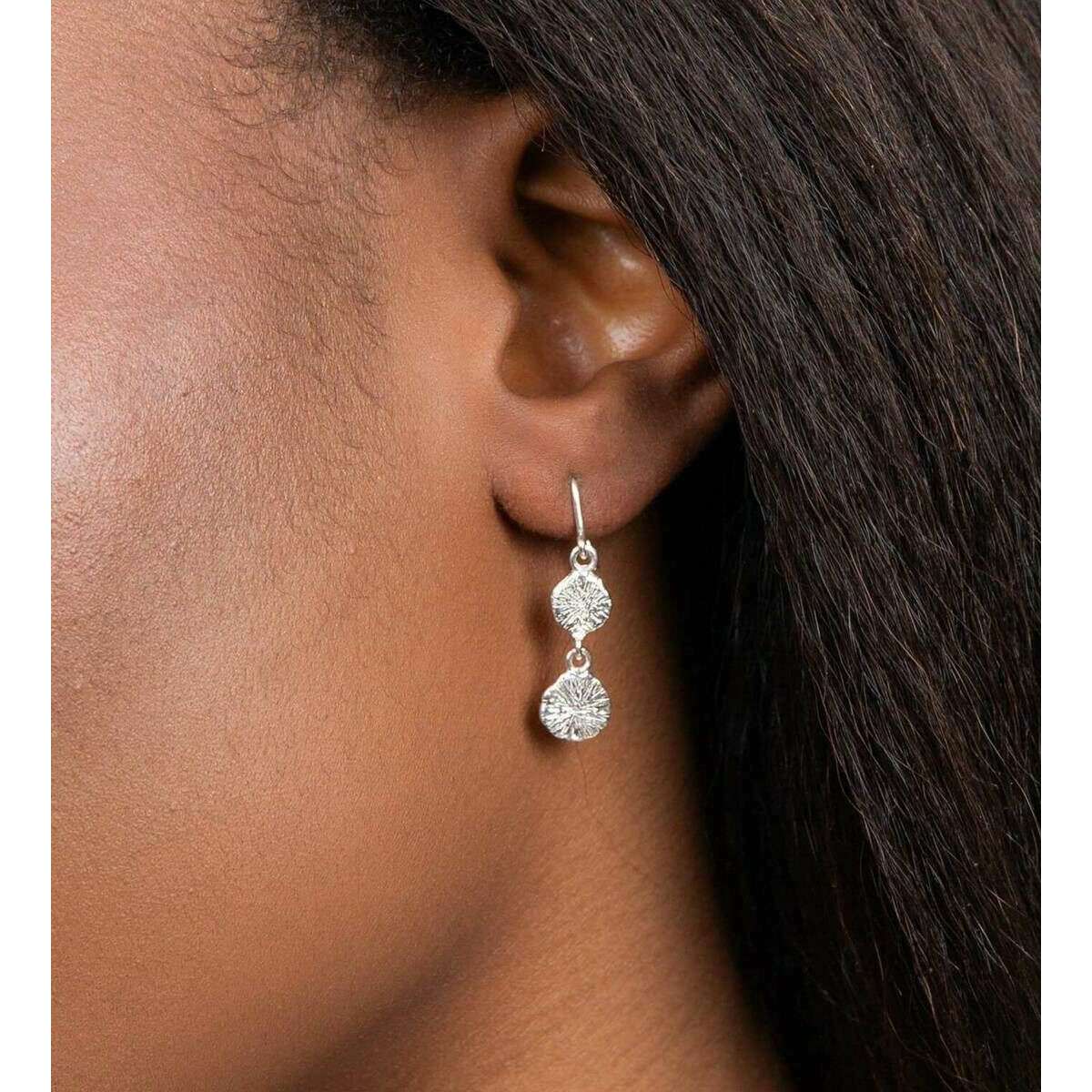 Beginnings Spray Textured Discs Drop Earrings - Silver - Image 2