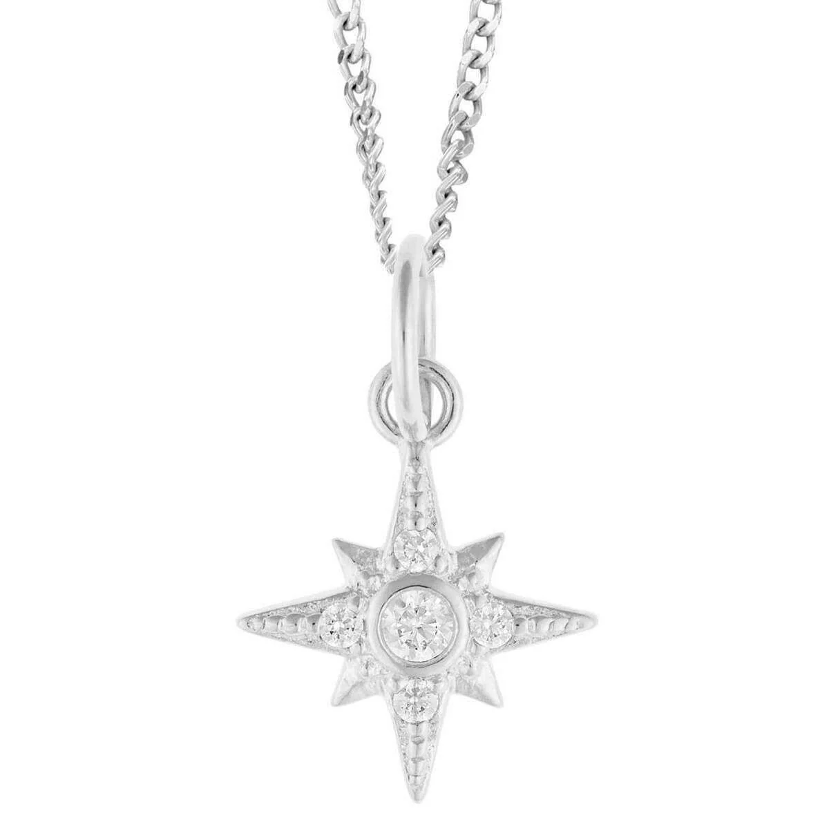 Beginnings Star Gemstone Pendant Charm - Silver