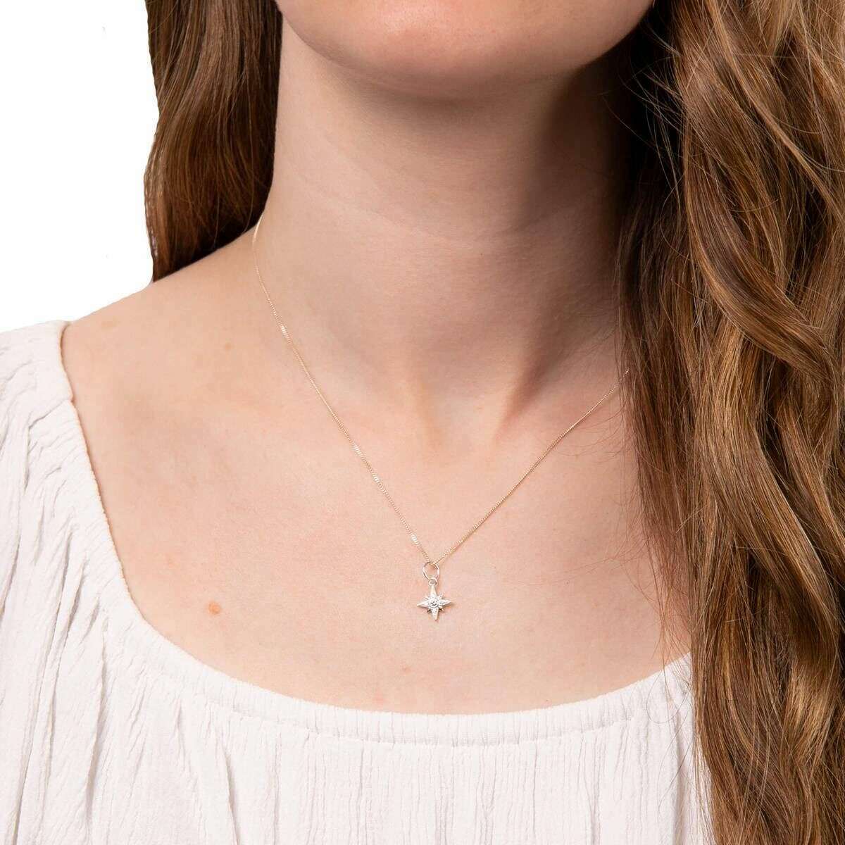 Beginnings Star Gemstone Pendant Charm - Silver - Image 2