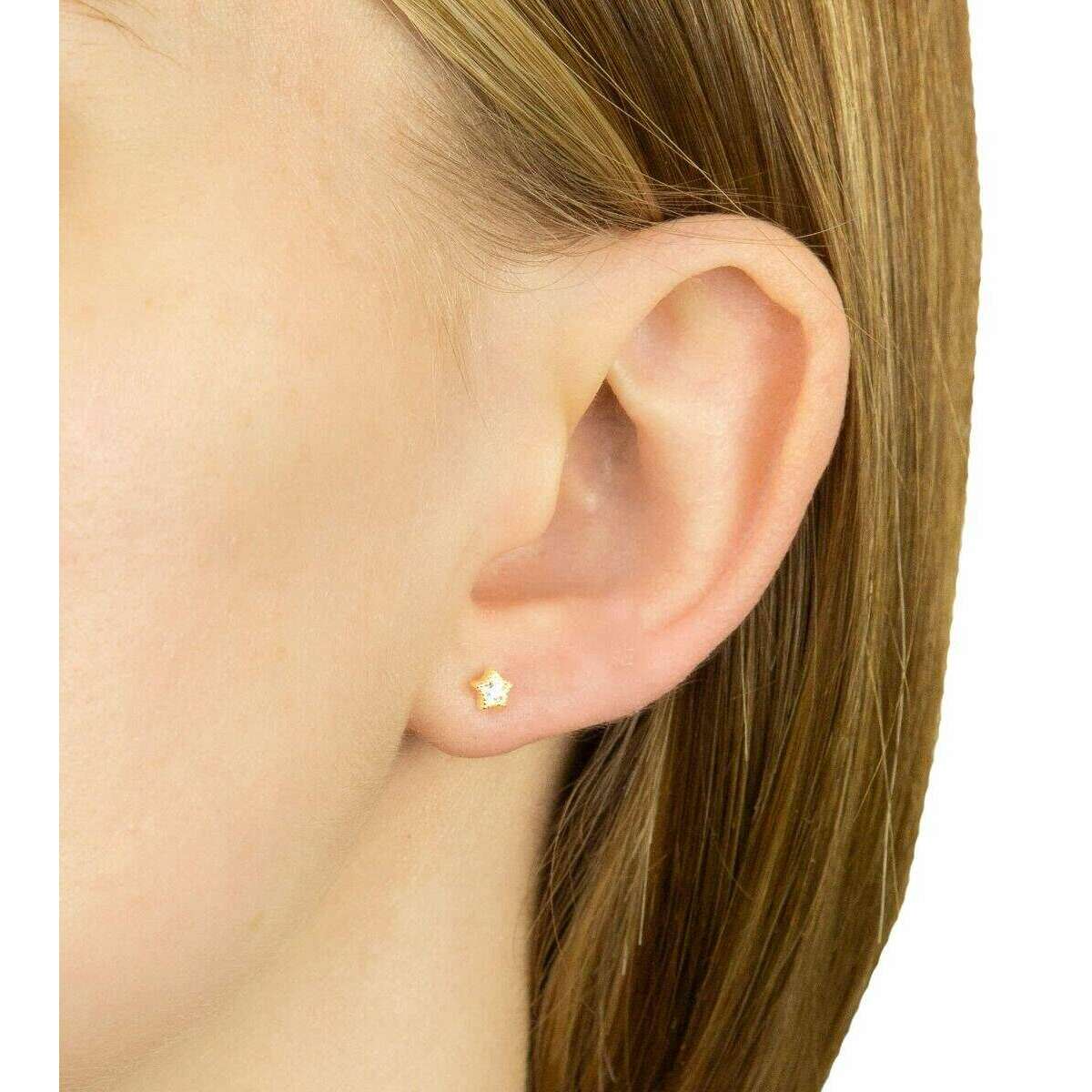Beginnings Star Gemstone Stud Earrings - Gold - Image 2