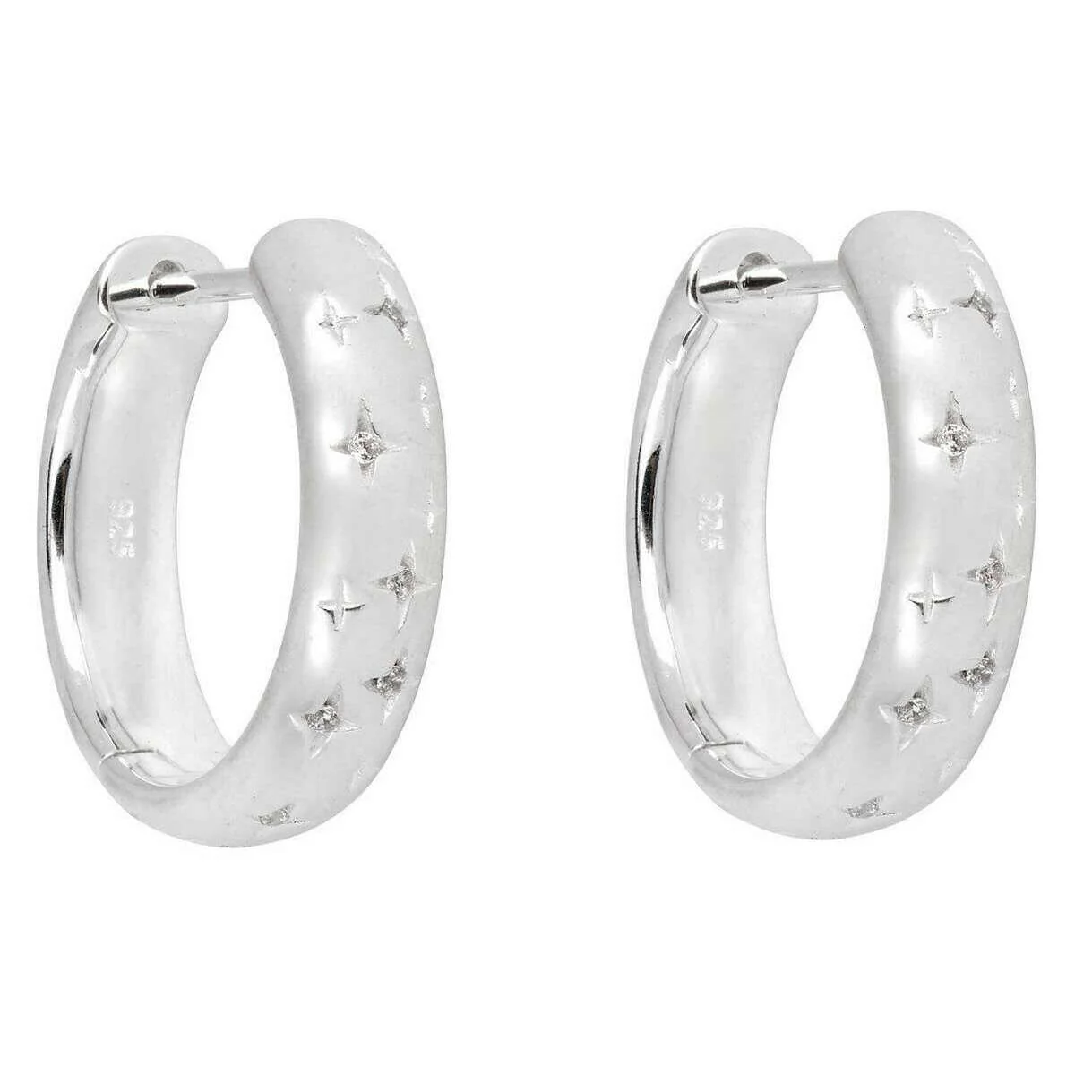 Beginnings Starry Night Gemstone Hoop Earrings - Silver