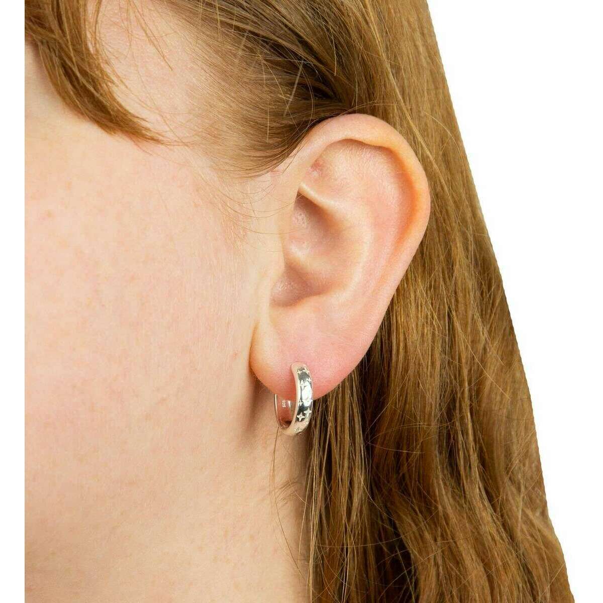 Beginnings Starry Night Gemstone Hoop Earrings - Silver - Image 2