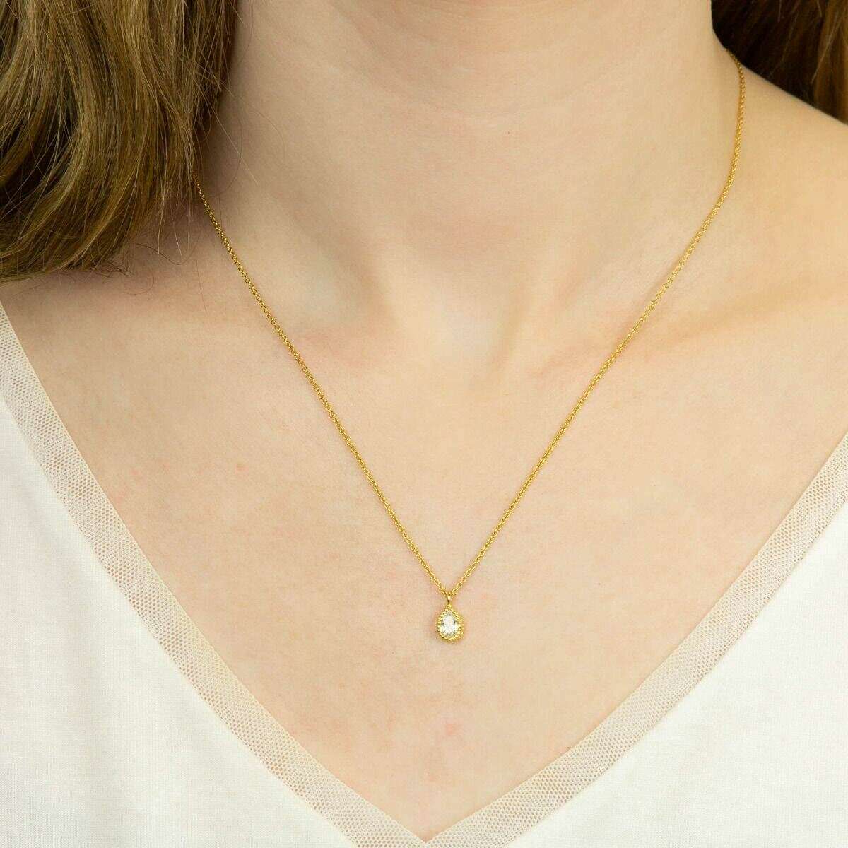 Beginnings Teardrop Gemstone Necklace - Gold - Image 2