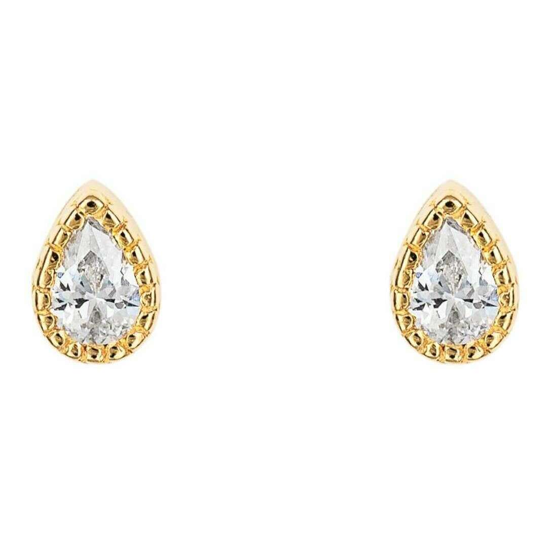 Beginnings Teardrop Gemstone Stud Earrings - Gold