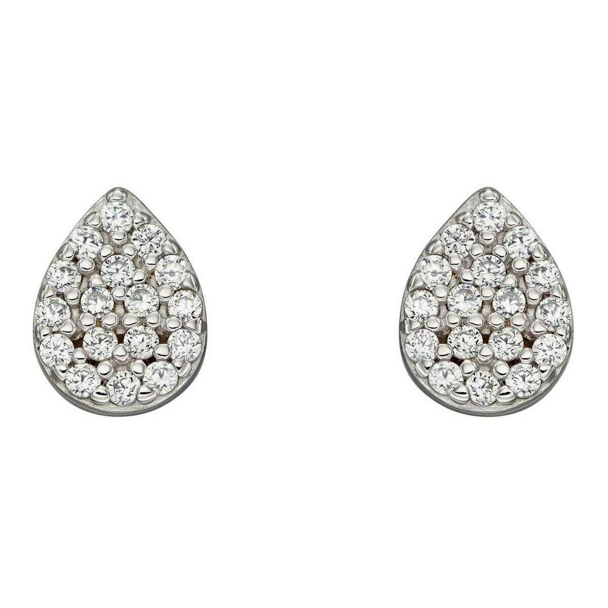 Beginnings Teardrop Gemstone Stud Earrings - Silver