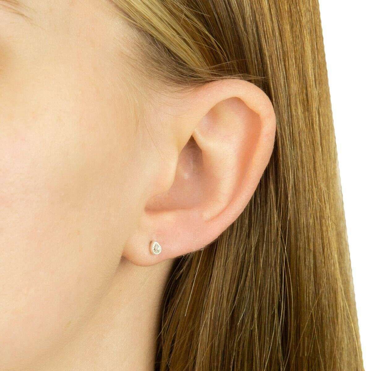 Beginnings Teardrop Gemstone Stud Earrings - Silver - Image 2