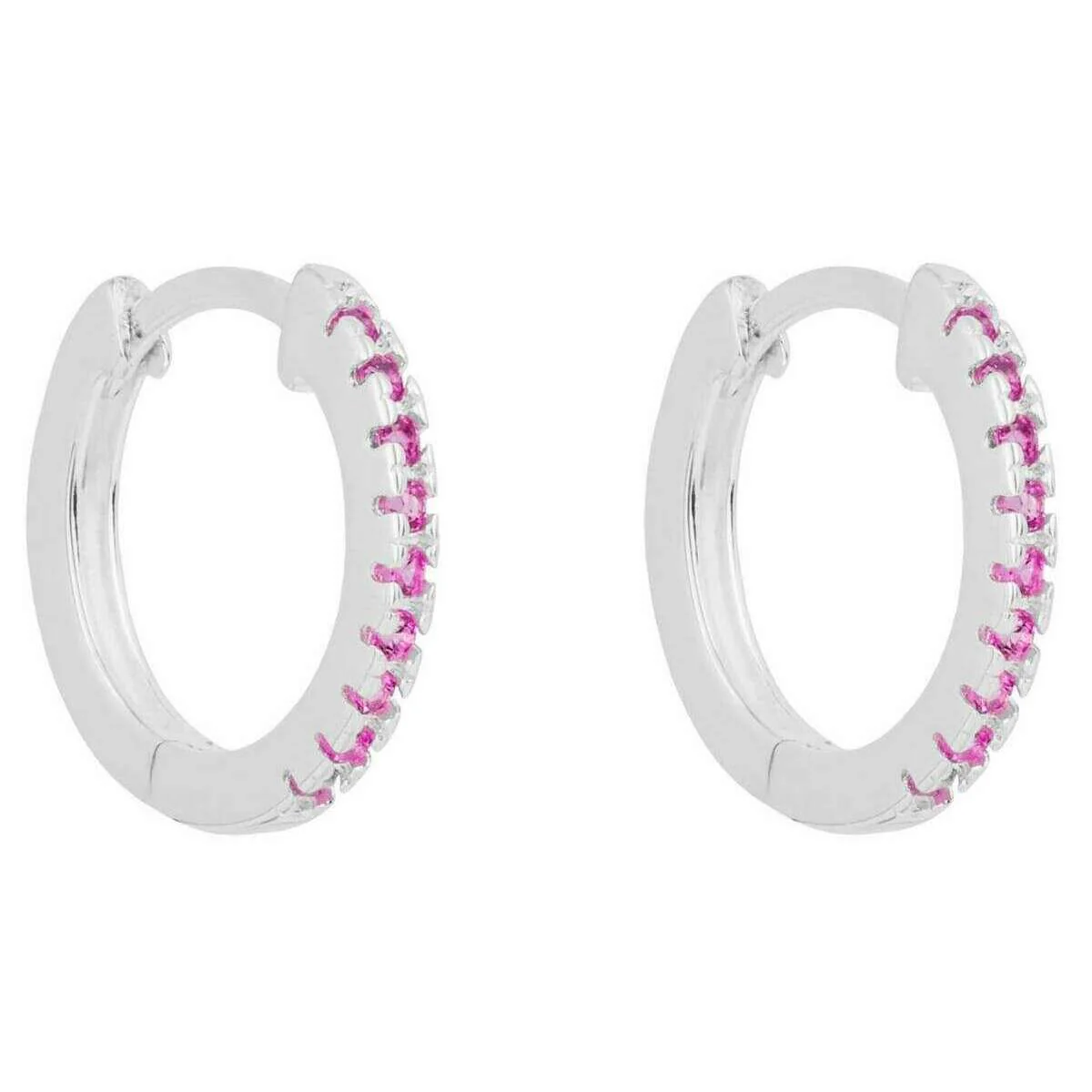 Beginnings Thin Hoop Earrings - Silver/Pink