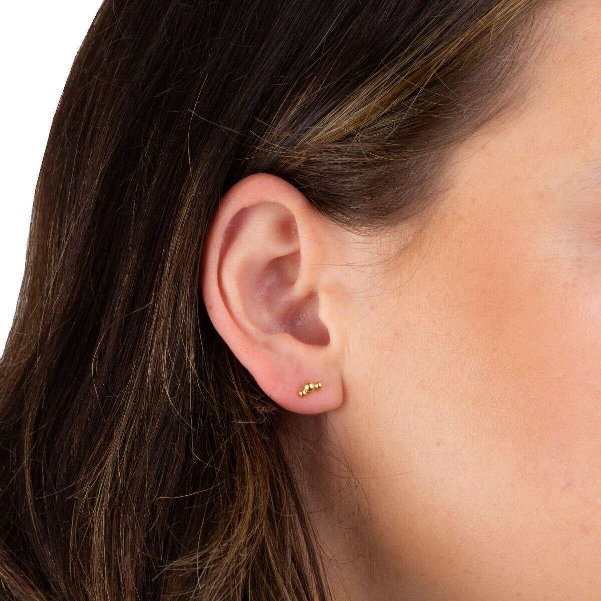 Beginnings Triple Ball Stud Earrings - Gold - Image 2