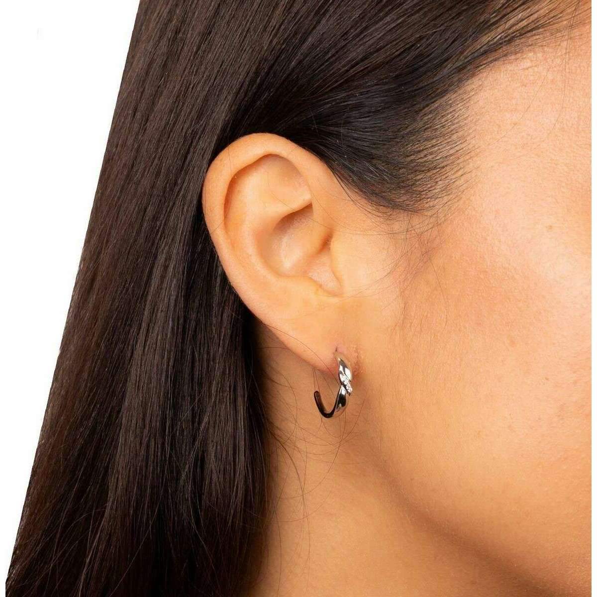 Beginnings Twist 3/4 Hoop Earrings - Silver - Image 2
