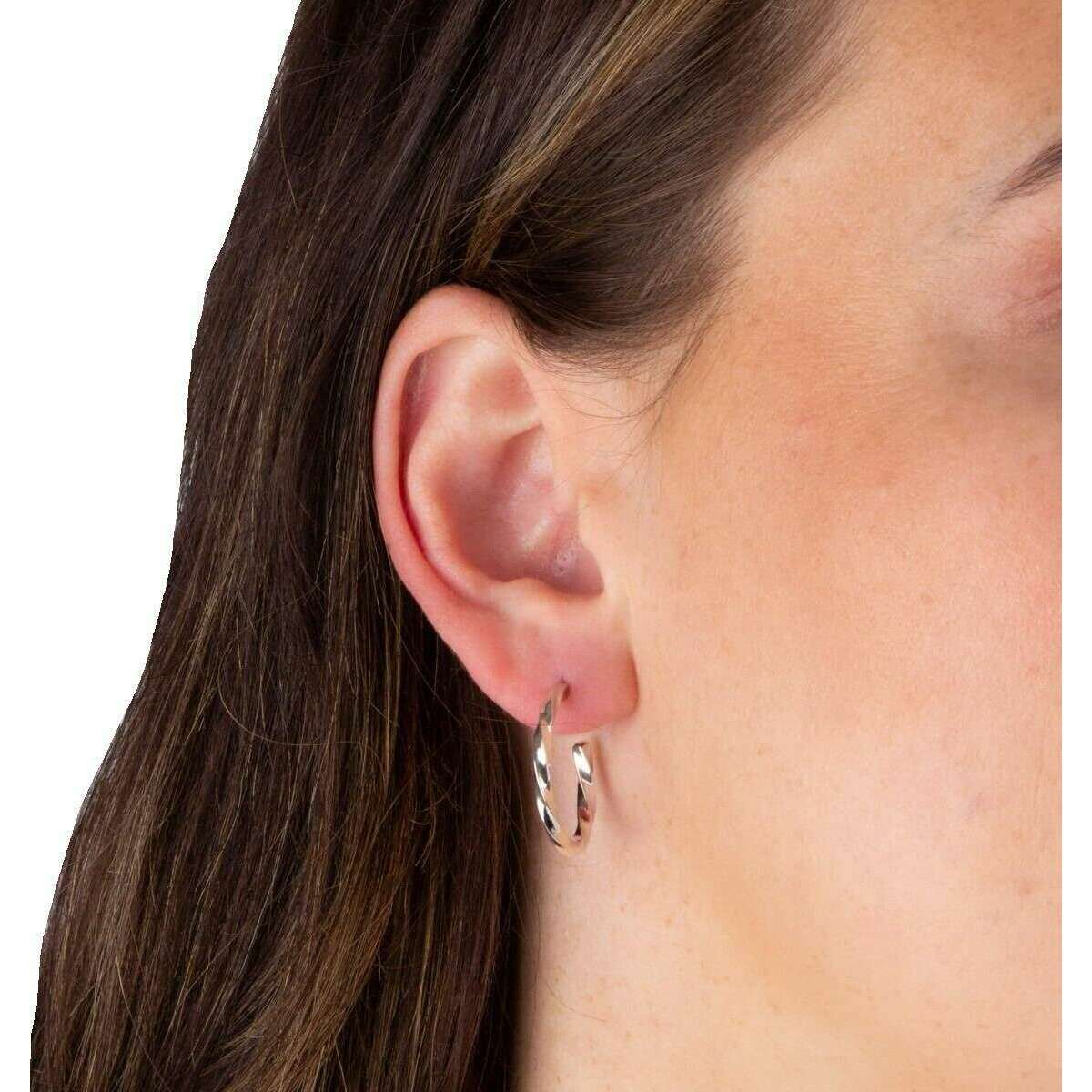 Beginnings Twisted 3/4 Hoop Earrings - Silver - Image 2