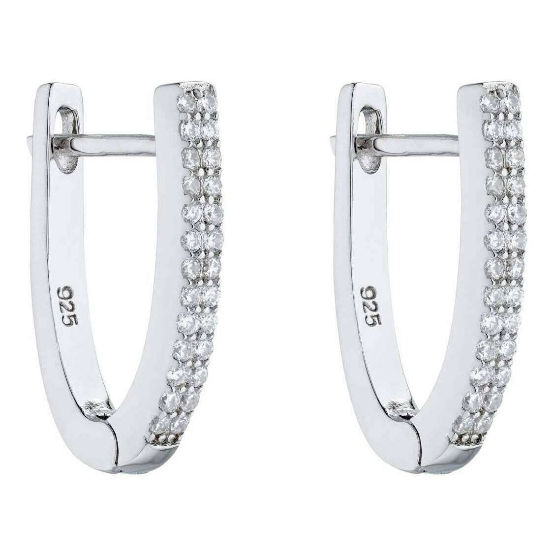 Beginnings U Shaped Hinged Gemstone Hoop Earrings - Silver