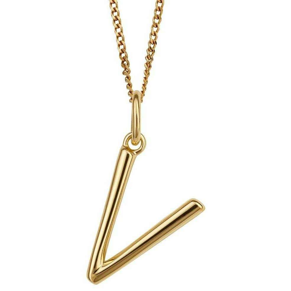 Beginnings V Initial Pendant - Gold