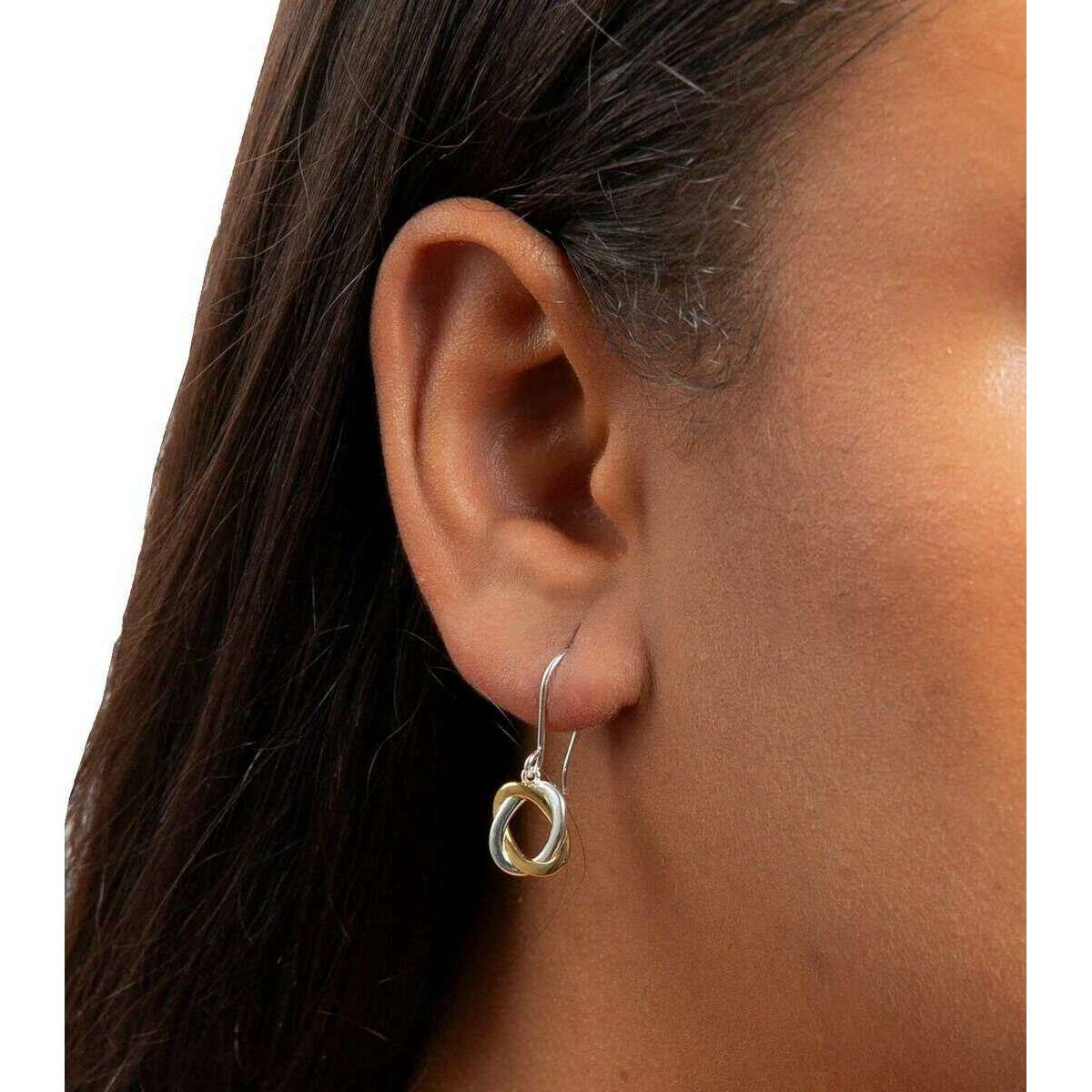Beginnings Woven Circle Drop Earrings - Silver/Gold - Image 2