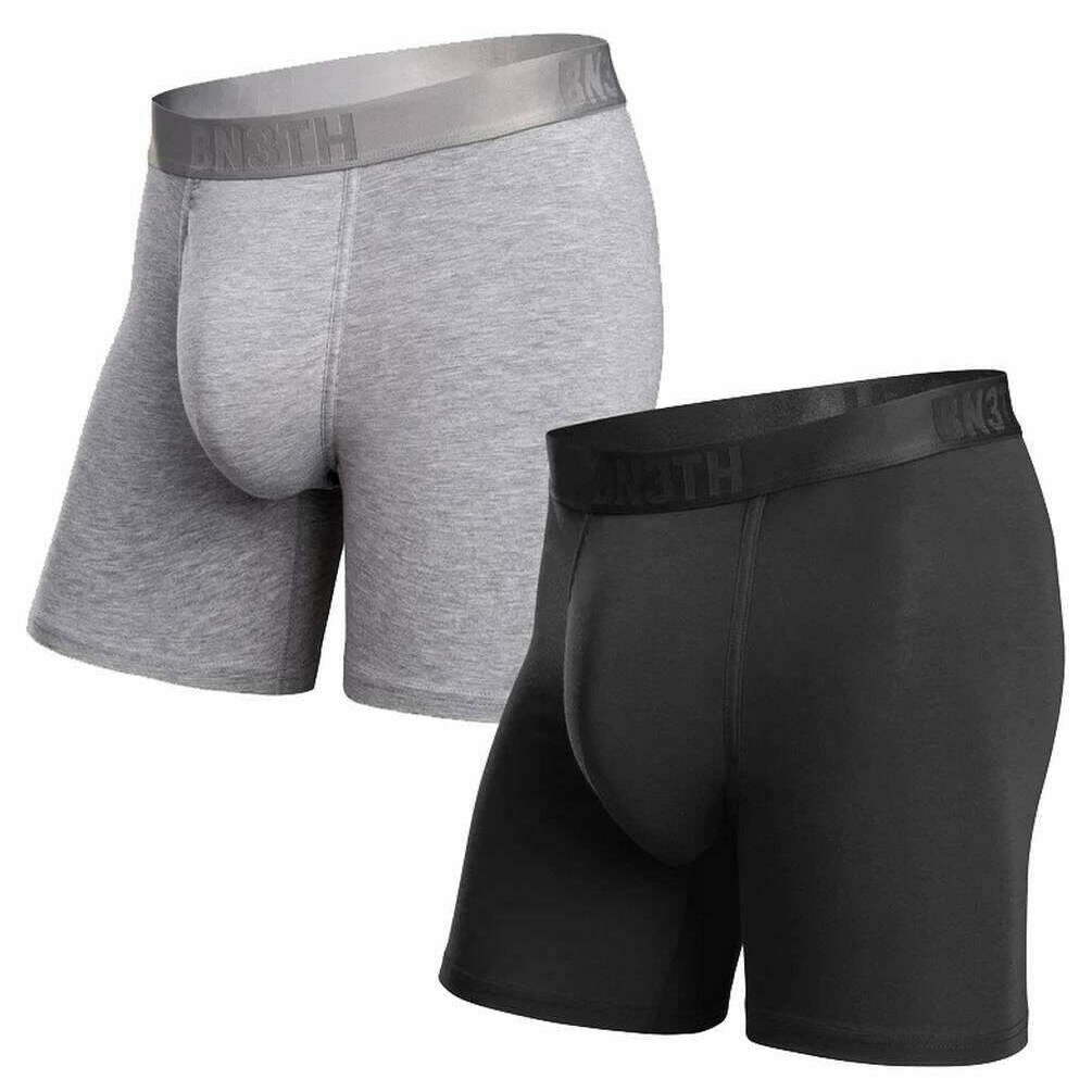 BN3TH Classic Essentials 2 Pack Boxer Briefs - Black/Heather Grey