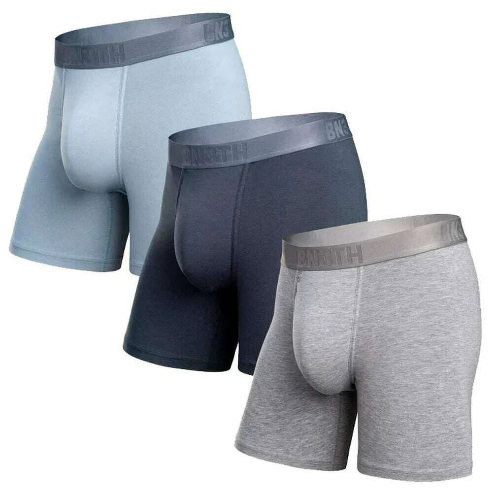 BN3TH Classic Essentials 3 Pack Boxer Briefs - Dusty Blue/Midnight Navy/Heather Grey