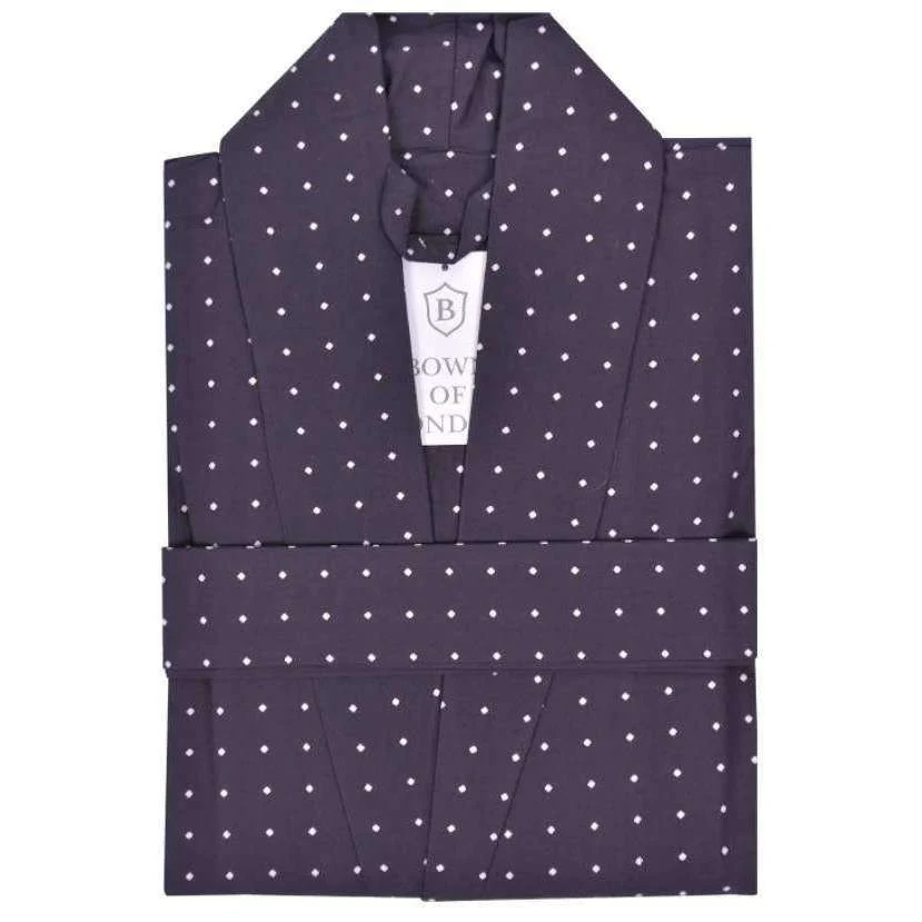 Bown of London Atlas Polka Dot Lightweight Dressing Gown - Grey - Image 3