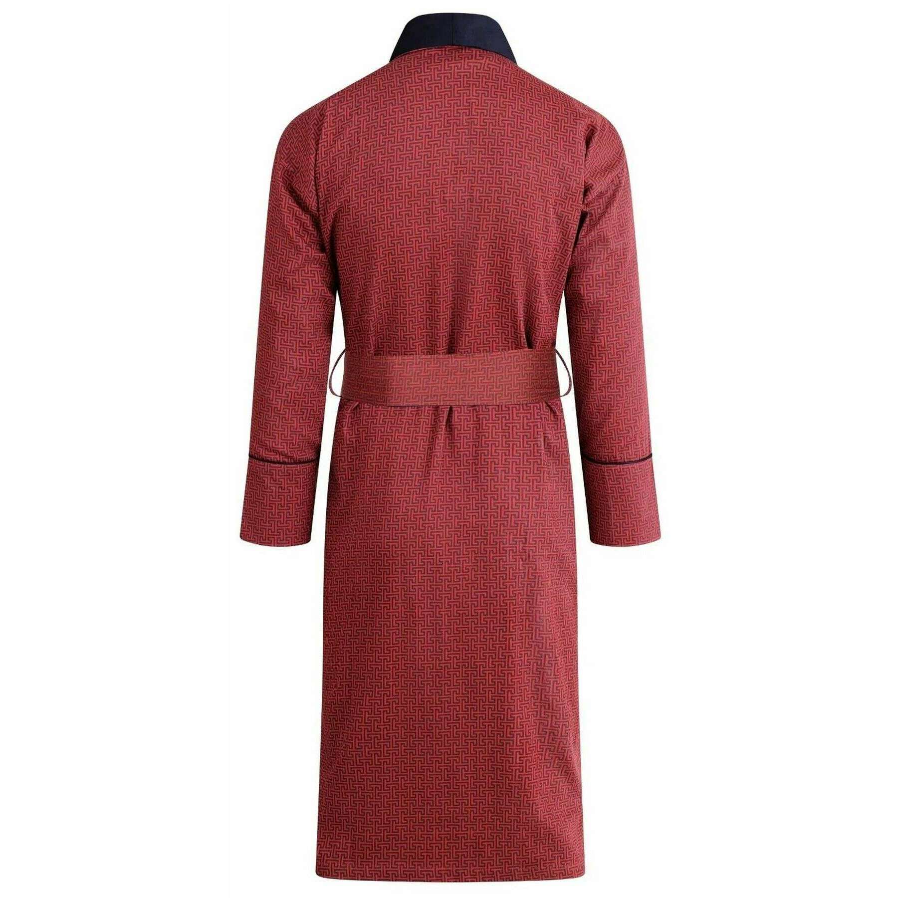 Bown of London Cambridge Lightweight Dressing Gown - Burgundy Labyrinth - Image 2