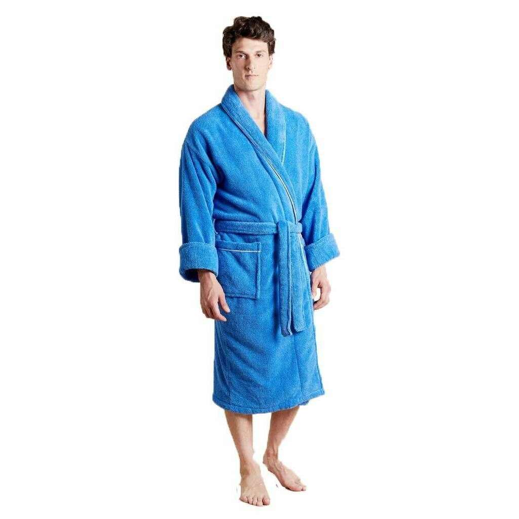 Bown of London Cancun Towelling Dressing Gown - Blue - Image 5