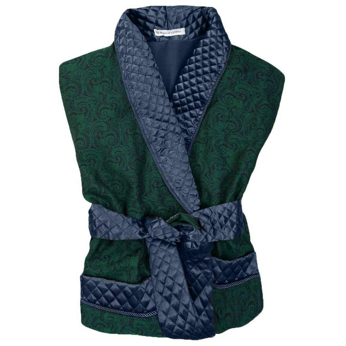 Bown of London Connaught Long Smoking Jacket - Green/Navy - Image 4