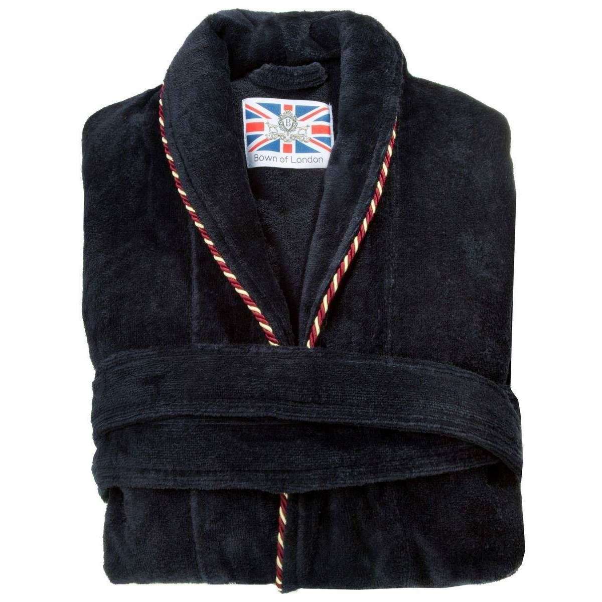 Bown of London Duchess Plain Velour Dressing Gown - Navy - Image 3