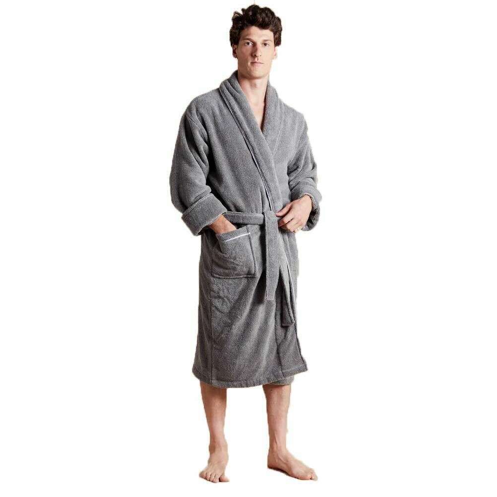 Bown of London Europa Towelling Dressing Gown - Grey - Image 5