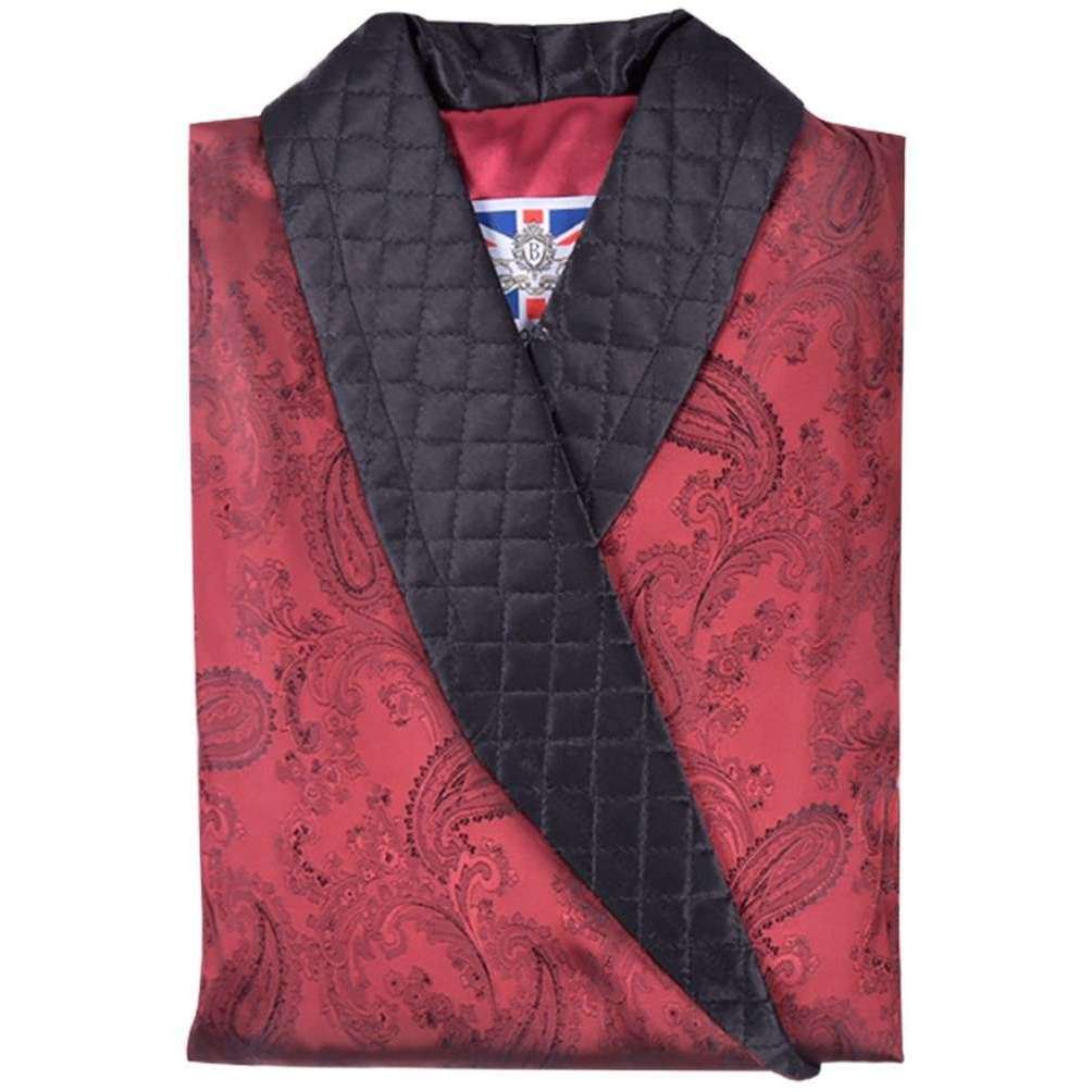 Bown of London Gable Long Smoking Jacket - Claret Burgundy - Image 3