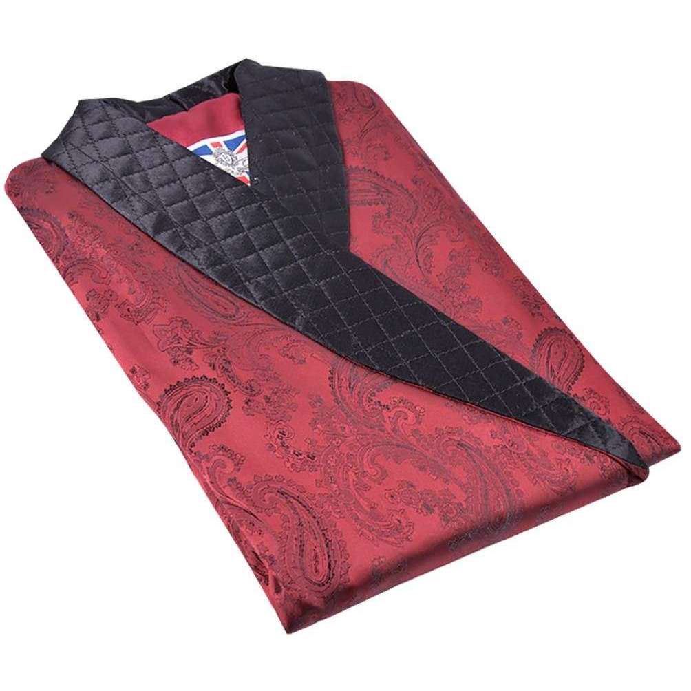 Bown of London Gable Long Smoking Jacket - Claret Burgundy - Image 4