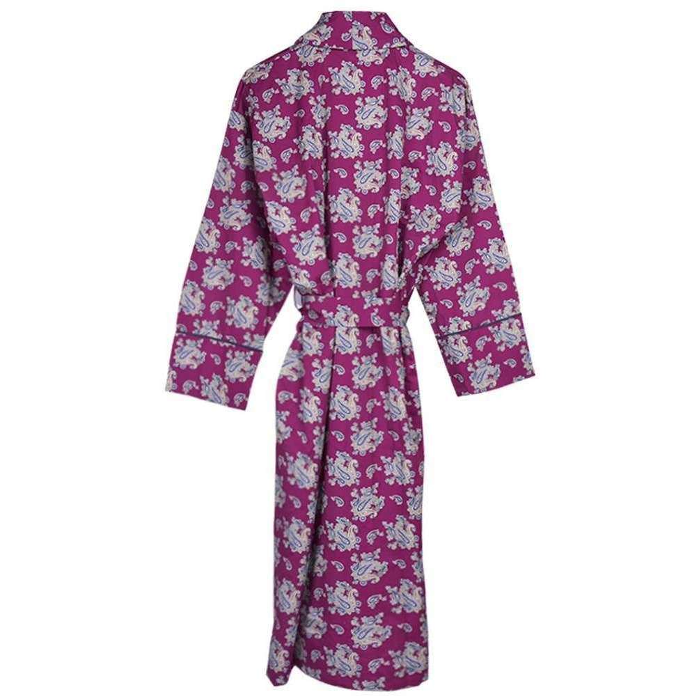 Bown of London Gatsby Paisley Print Cotton Robe - Wine - Image 2