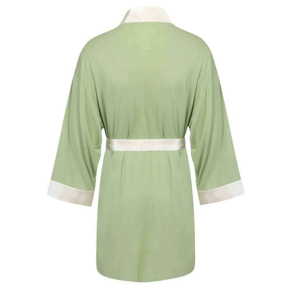 Bown of London Hestia Lightweight Short Dressing Gown - Green - Image 2