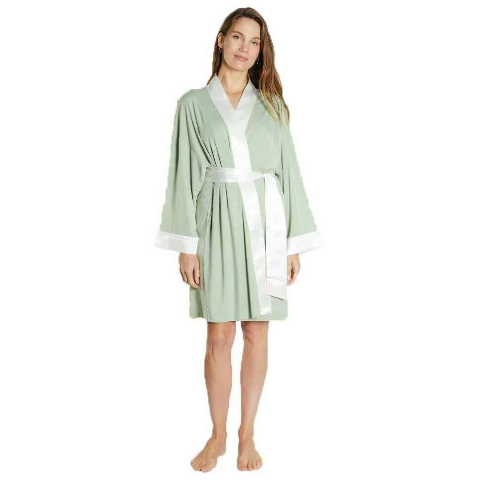Bown of London Hestia Lightweight Short Dressing Gown - Green - Image 4