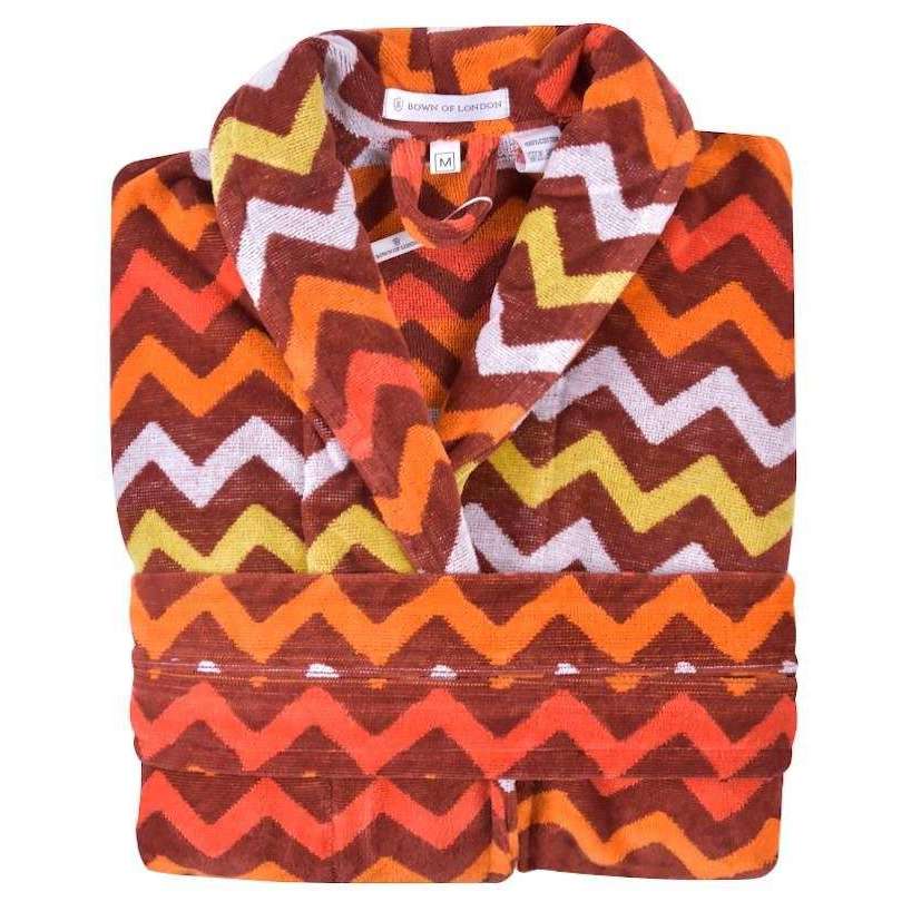 Bown of London New England Zig Zag Dressing Gown - Orange - Image 3