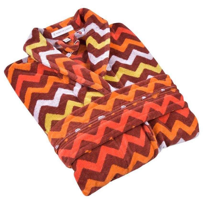 Bown of London New England Zig Zag Dressing Gown - Orange - Image 4