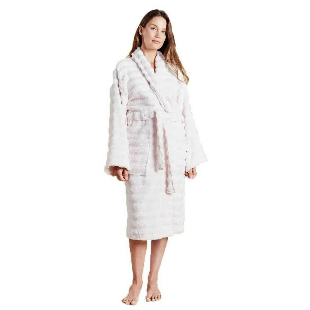 Bown of London Oceania Towelling Dressing Gown - Pale Pink - Image 4