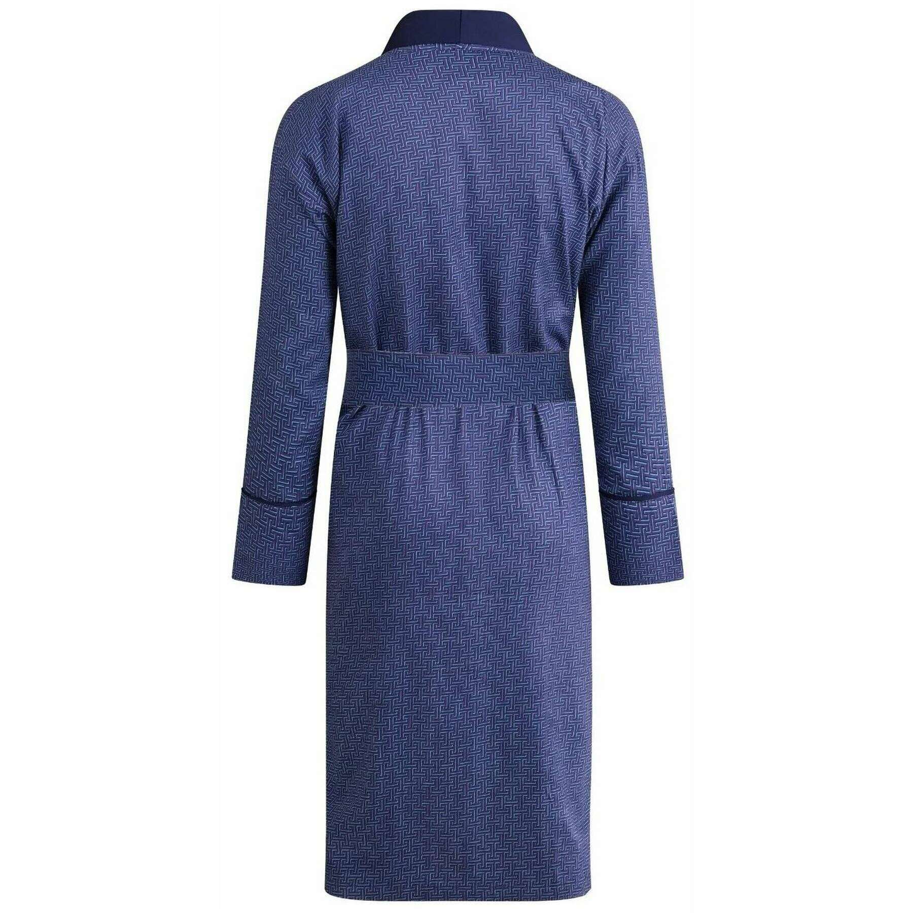 Bown of London Oxford Lightweight Dressing Gown - Blue Labyrinth - Image 2