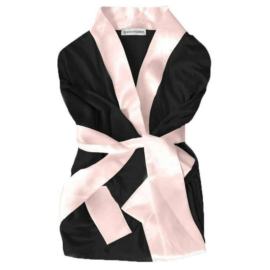 Bown of London Persephone Lightweight Short Dressing Gown - Black - Image 3