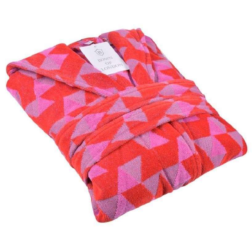 Bown of London Pink Diamond Hooded Dressing Gown - Red/Pink - Image 4