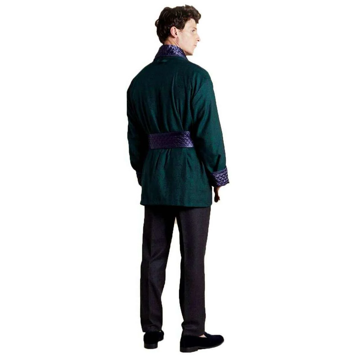 Bown of London Russborough Short Smoking Jacket - Green/Navy - Image 4