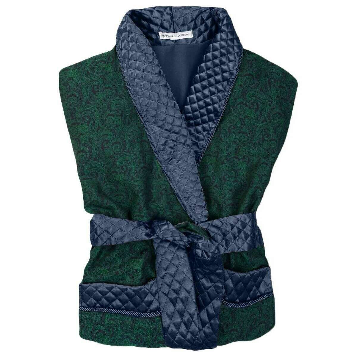 Bown of London Russborough Short Smoking Jacket - Green/Navy - Image 5