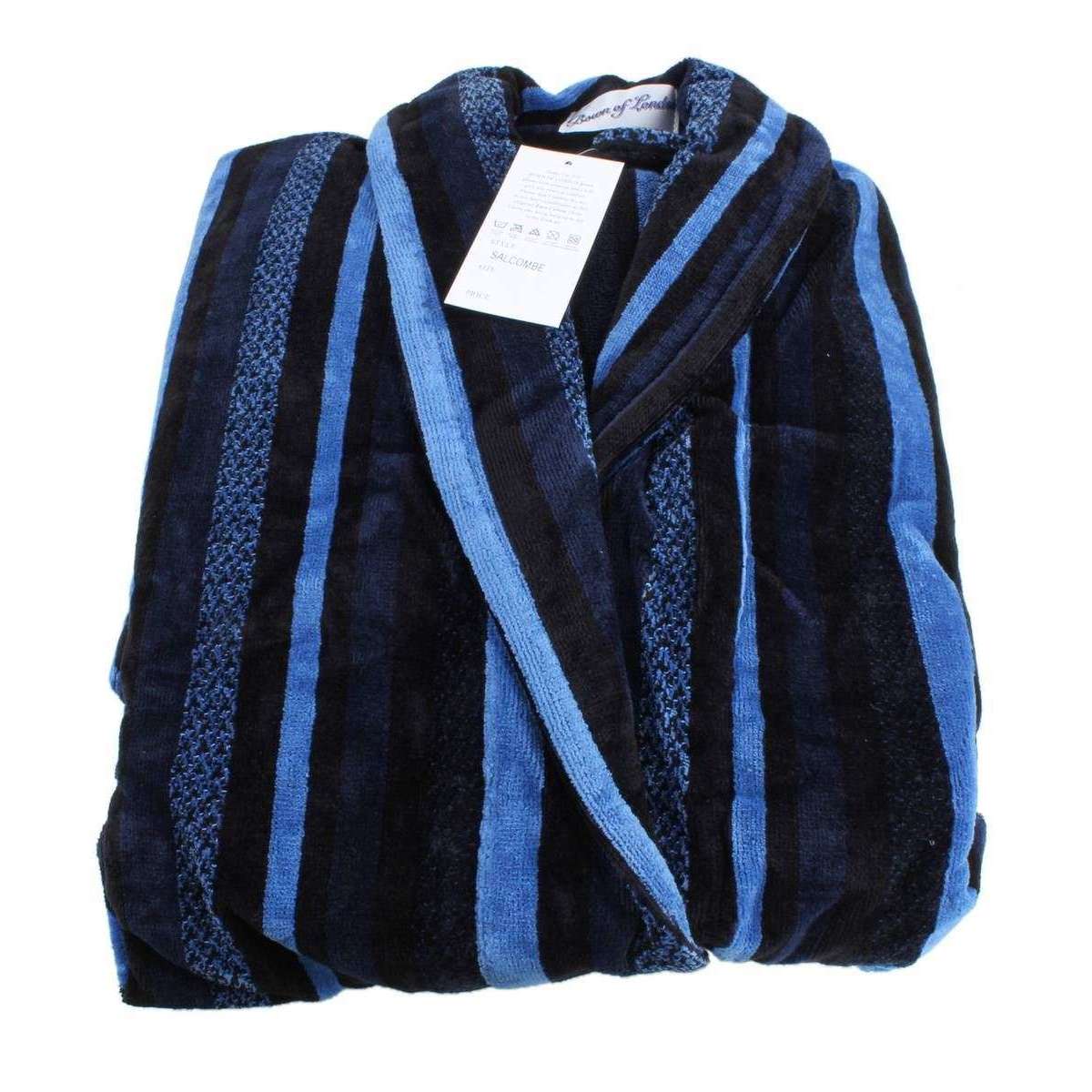 Bown of London Salcombe Egyptian Cotton Velour Dressing Gown - Blue/Navy - Image 2